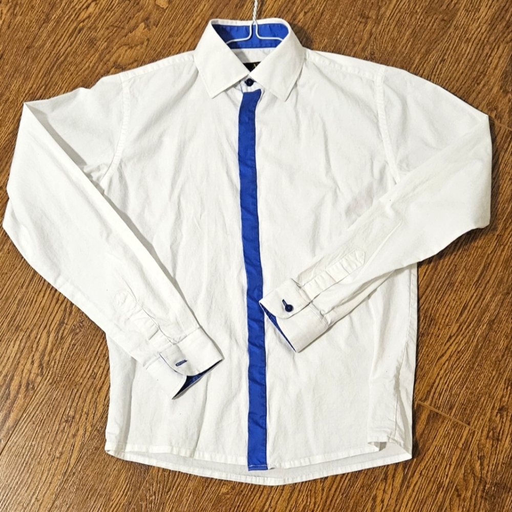 Boy's White Shirt with Blue Accent